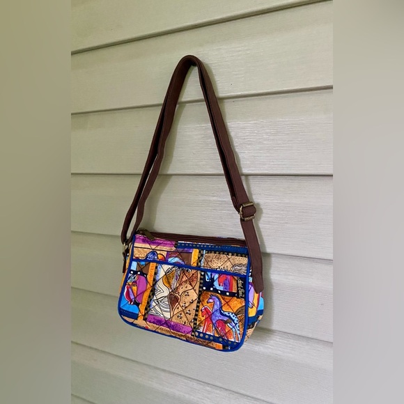 LAUREL BURCH quilted abstract love horses purse crossbody bag colorful 90s patch - Picture 11 of 15